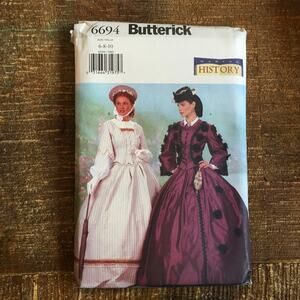 Butterick Sewing Pattern 6694 Making History Civil War Era Top Skirt 6-10 UNCUT